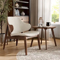 Beck Mid-century 2-Piece Walnut Boucle Wingback Accent Chair and Table Set