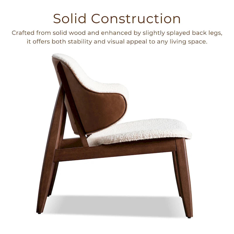 Beck Mid-century 2-Piece Walnut Boucle Wingback Accent Chair and Table Set