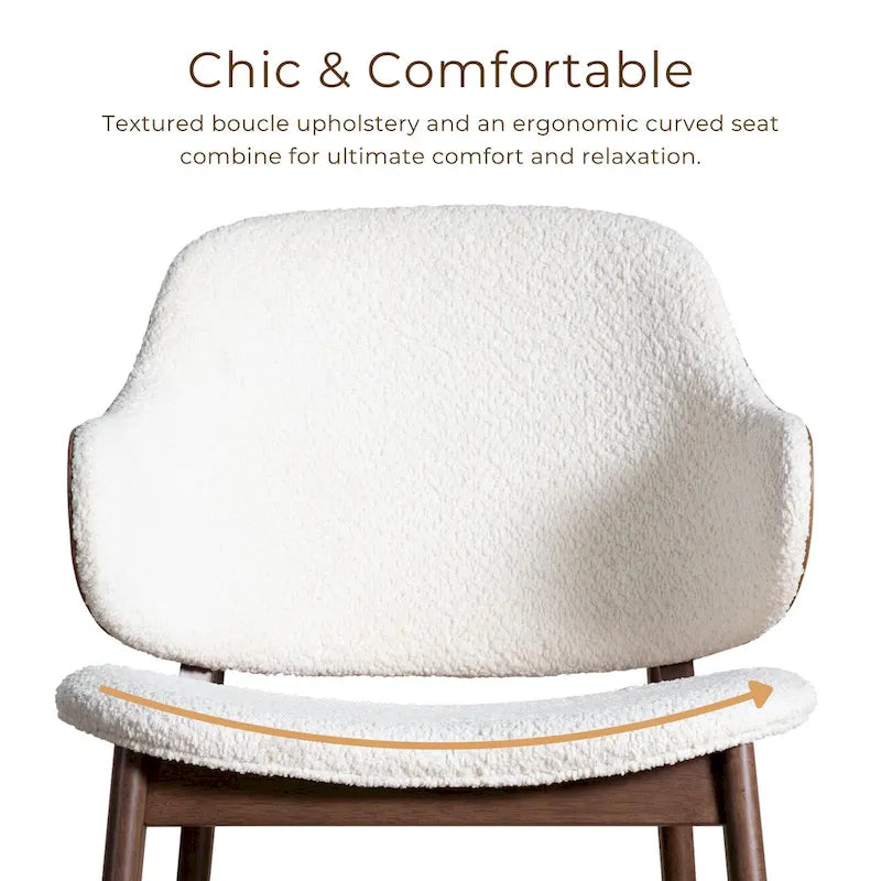 Beck Mid-century 2-Piece Walnut Boucle Wingback Accent Chair and Table Set