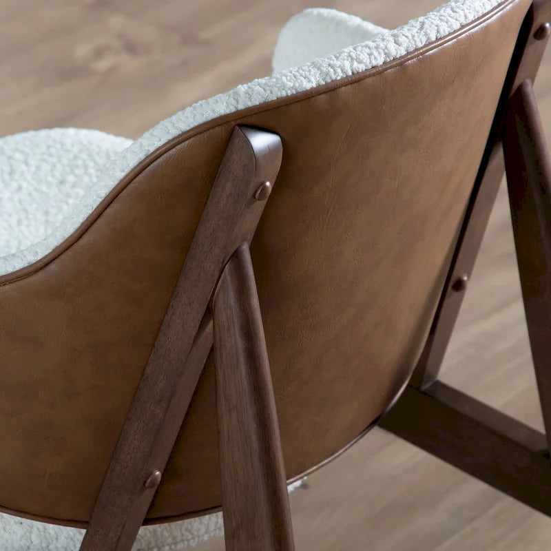 Beck Mid-century 2-Piece Walnut Boucle Wingback Accent Chair and Table Set