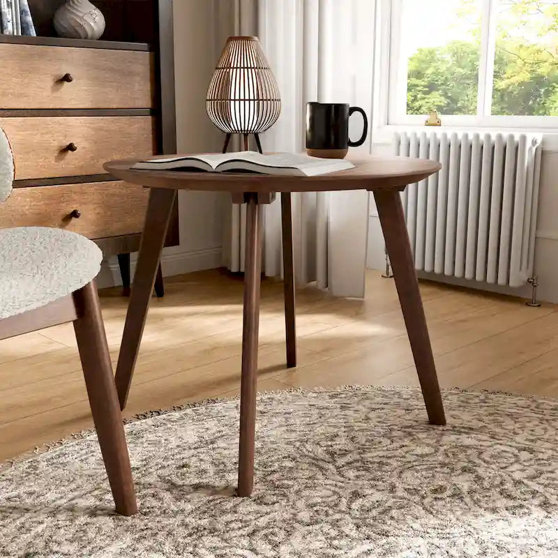 Beck Mid-century 2-Piece Walnut Boucle Wingback Accent Chair and Table Set