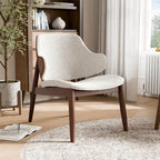Beck Mid-century 2-Piece Walnut Boucle Wingback Accent Chair and Table Set