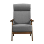 Mary 32 Inch Accent Chair Armchair, Light Gray Polyester Linen, Solid Wood