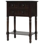Narrow Slim Esspreso Console Table/Sofa Table with 3 Drawers and 1 Bottom Shelf - 23.7L x 13W x 31.1H