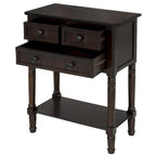 Narrow Slim Esspreso Console Table/Sofa Table with 3 Drawers and 1 Bottom Shelf - 23.7L x 13W x 31.1H