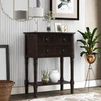 Narrow Slim Esspreso Console Table/Sofa Table with 3 Drawers and 1 Bottom Shelf - 23.7L x 13W x 31.1H