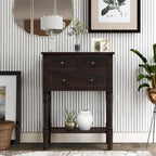 Narrow Slim Esspreso Console Table/Sofa Table with 3 Drawers and 1 Bottom Shelf - 23.7L x 13W x 31.1H