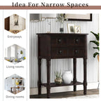 Narrow Slim Esspreso Console Table/Sofa Table with 3 Drawers and 1 Bottom Shelf - 23.7L x 13W x 31.1H