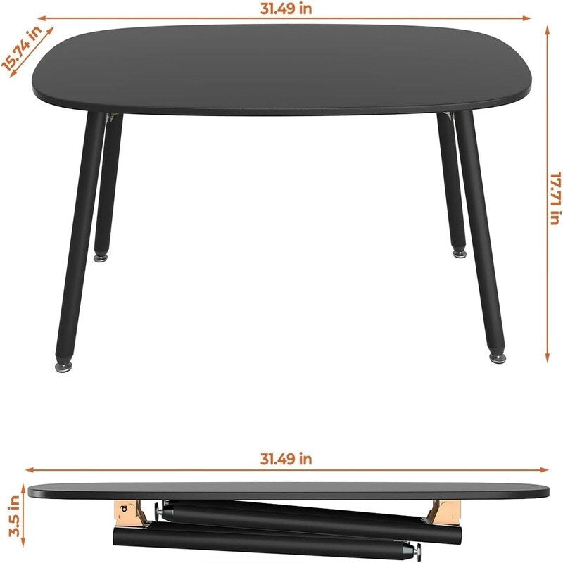 Folding Coffee Table Rustic Farmhouse Coffee Tables - 31.5D x 15.7W x 17.7H