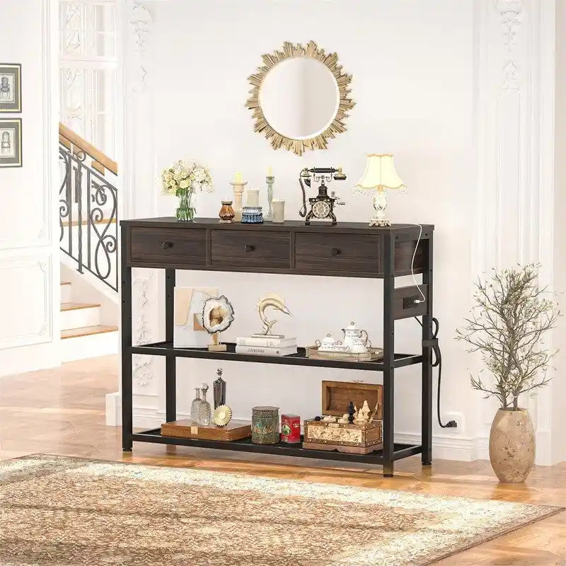 47 Entryway Table with Outlets and USB Ports - 11.8D x 47.2W x 31.8H