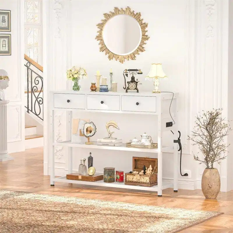 47 Entryway Table with Outlets and USB Ports - 11.8D x 47.2W x 31.8H