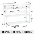 47 Entryway Table with Outlets and USB Ports - 11.8D x 47.2W x 31.8H