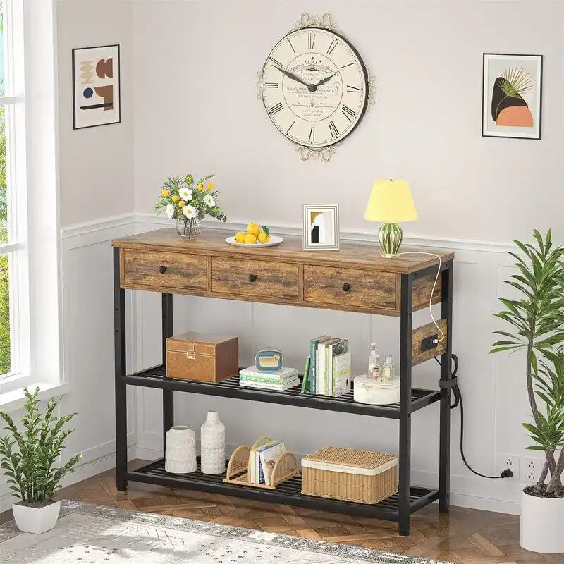 47 Entryway Table with Outlets and USB Ports - 11.8D x 47.2W x 31.8H