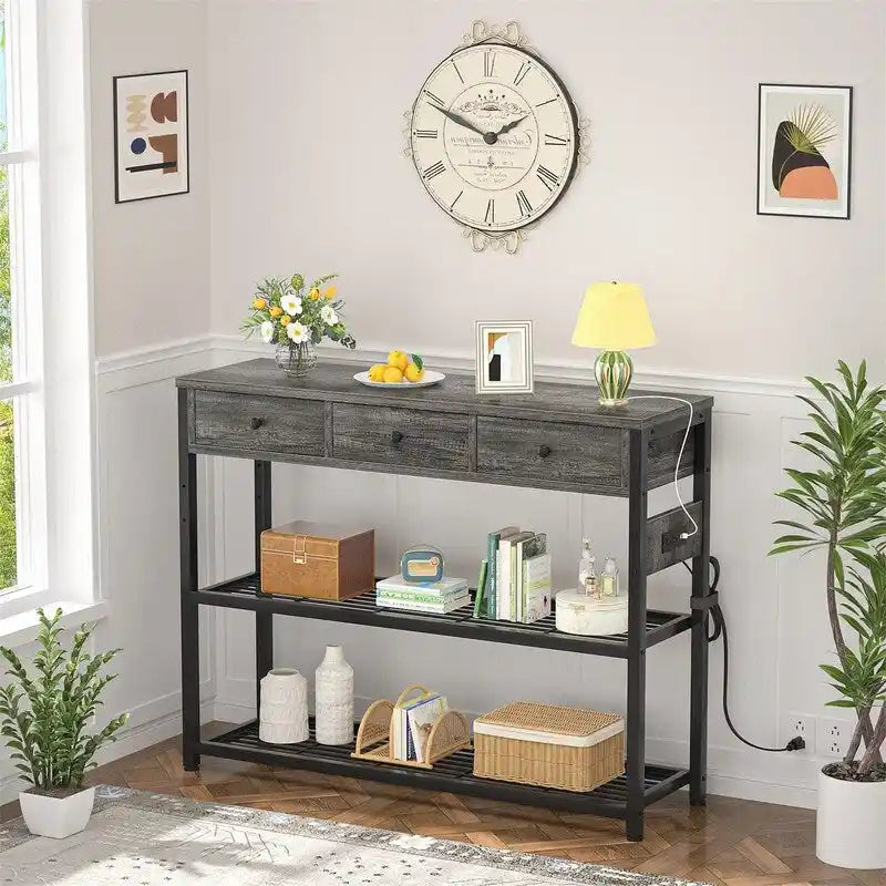 47 Entryway Table with Outlets and USB Ports - 11.8D x 47.2W x 31.8H