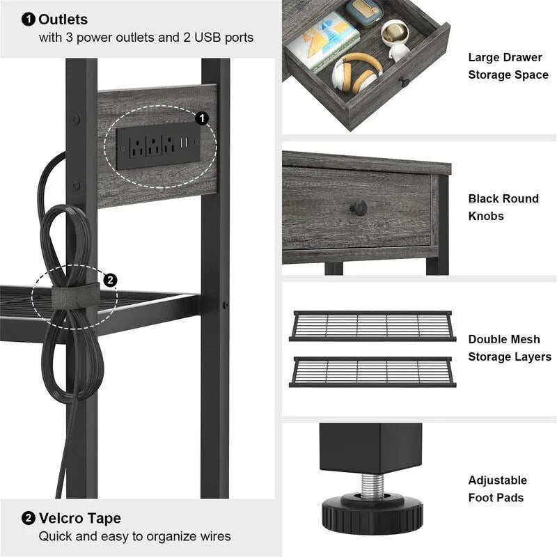 47 Entryway Table with Outlets and USB Ports - 11.8D x 47.2W x 31.8H