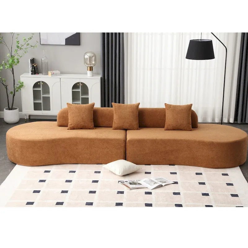 Modern Curved Terrycloth Fabric Combination Sofa No Assembly Required