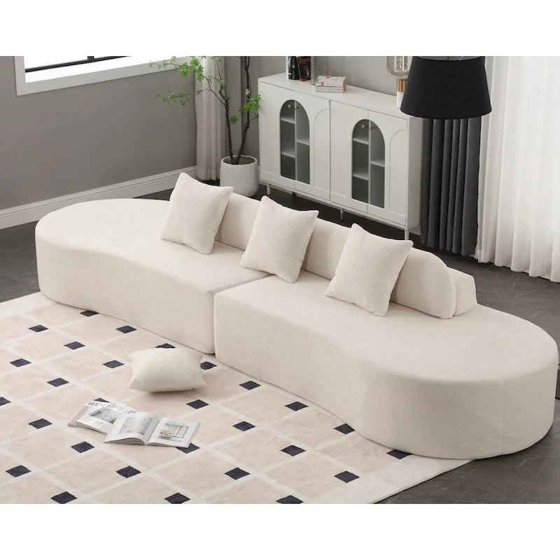 Modern Curved Terrycloth Fabric Combination Sofa No Assembly Required