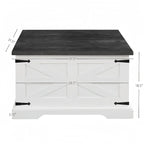 Farmhouse Coffee Table,Square Wood Center Table w/Storage Compartment