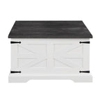 Farmhouse Coffee Table,Square Wood Center Table w/Storage Compartment