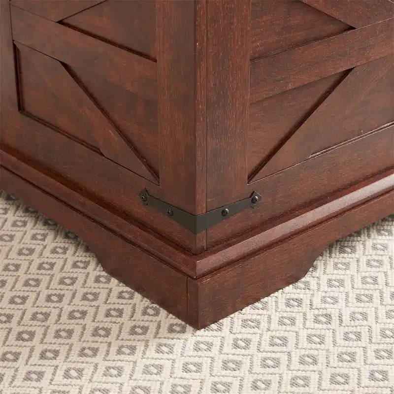 Farmhouse Coffee Table,Square Wood Center Table w/Storage Compartment