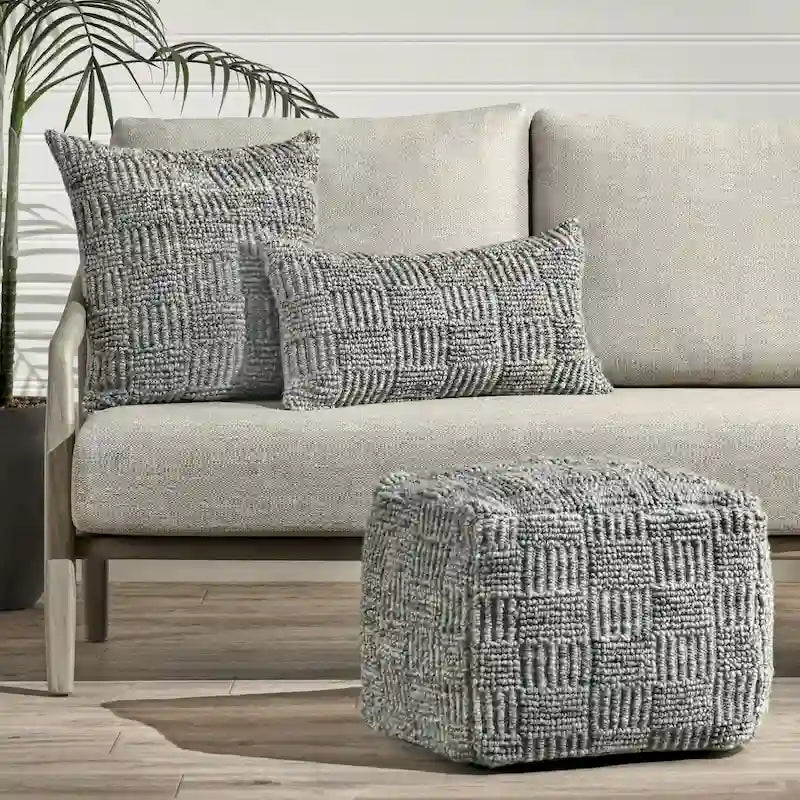 Villa by Classic Home Shades 18 Recycled Fabric Indoor/Outdoor Pouf