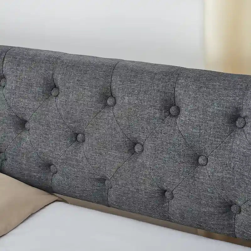 Twin Size Upholstery DayBed with Twin Size Erectable Trundle and USB Charging Design