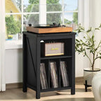 Record Player Stand with Vinyl Record Storage - 15.74D x 19.68W x 29.01H