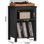 Record Player Stand with Vinyl Record Storage - 15.74D x 19.68W x 29.01H