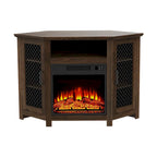 45 Industrial Corner Electric Fireplace TV Stands with 2 Metal Mesh Doors and Remote