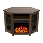 45 Industrial Corner Electric Fireplace TV Stands with 2 Metal Mesh Doors and Remote