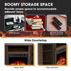 45 Industrial Corner Electric Fireplace TV Stands with 2 Metal Mesh Doors and Remote