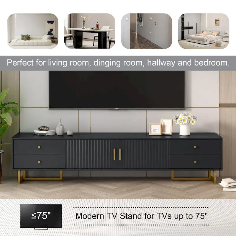 TV Stand for 65+ Inch TV, TV Media Console Table, Modern TV Stand with Storage, TV Console Cabinet Furniture for Living Room