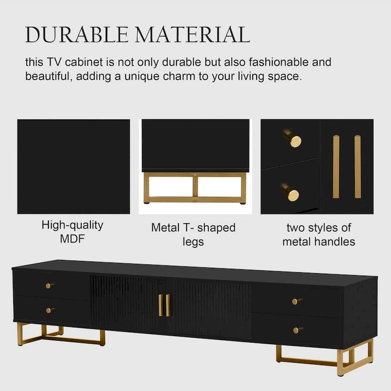 TV Stand for 65+ Inch TV, TV Media Console Table, Modern TV Stand with Storage, TV Console Cabinet Furniture for Living Room