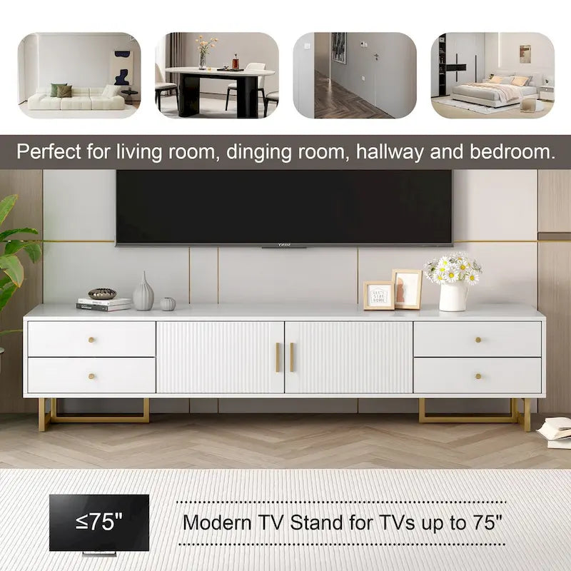 TV Stand for 65+ Inch TV, TV Media Console Table, Modern TV Stand with Storage, TV Console Cabinet Furniture for Living Room