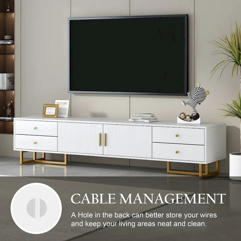 TV Stand for 65+ Inch TV, TV Media Console Table, Modern TV Stand with Storage, TV Console Cabinet Furniture for Living Room