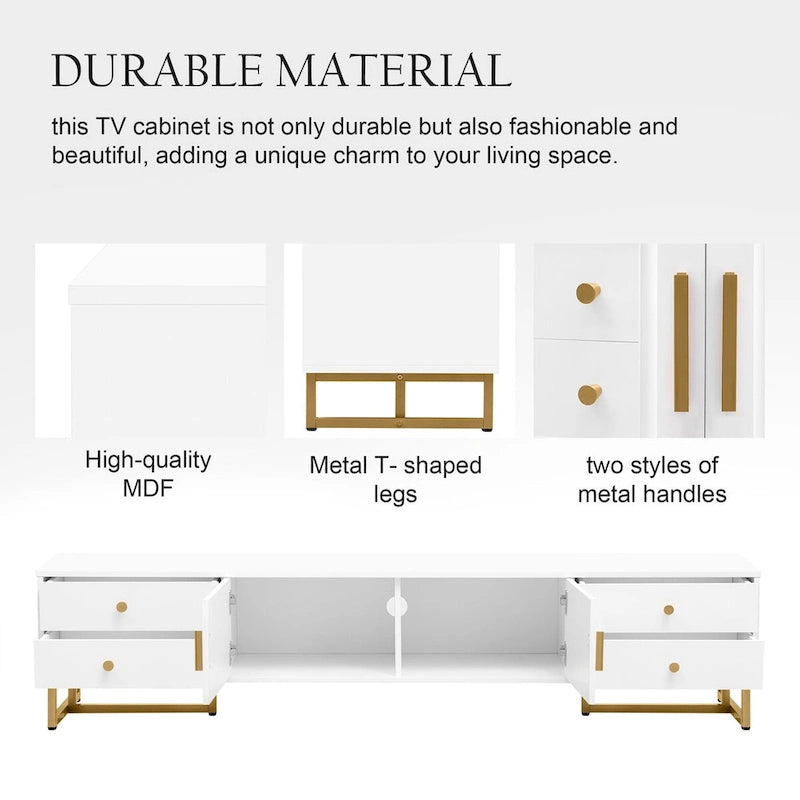 TV Stand for 65+ Inch TV, TV Media Console Table, Modern TV Stand with Storage, TV Console Cabinet Furniture for Living Room