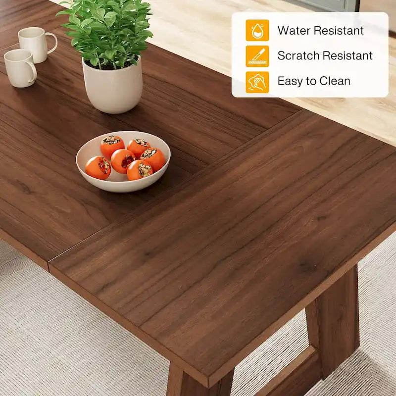 63-Inch Rectangular Dining Table Kitchen Table for Dining Room - Brown