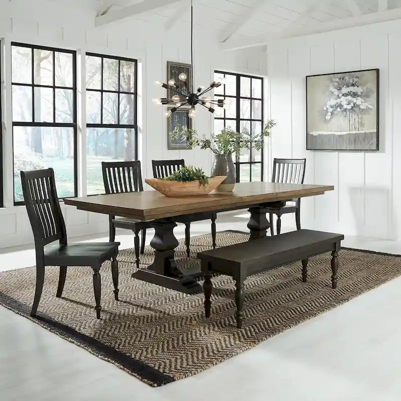 Harvest Home Chalkboard 6 Piece Trestle Table Set