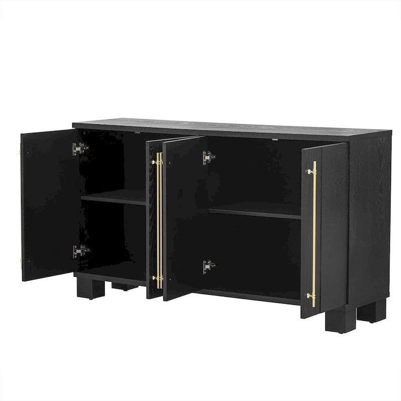Wood Traditional Style Sideboard with Adjustable Shelves