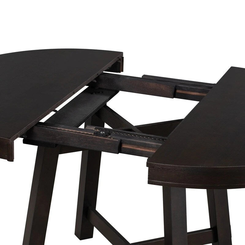 Farmhouse Extendable Adjustable Round/Oval Table, Player Poker Table, Dining Table, Kitchen Table
