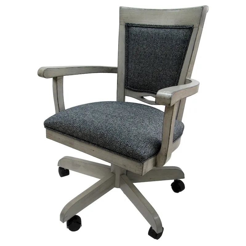 Swivel Wood Dining Caster Chair - 400 on Wheels - Custom Upholstery - 18 inch Seat