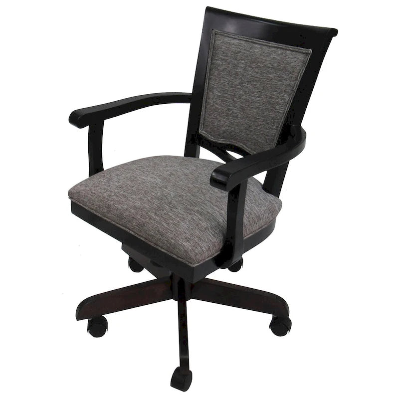 Swivel Wood Dining Caster Chair - 400 on Wheels - Custom Upholstery - 18 inch Seat