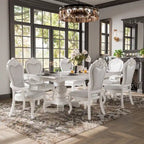 Eugene Traditional Solid Wood 7-Piece Expandable Dining Table Set