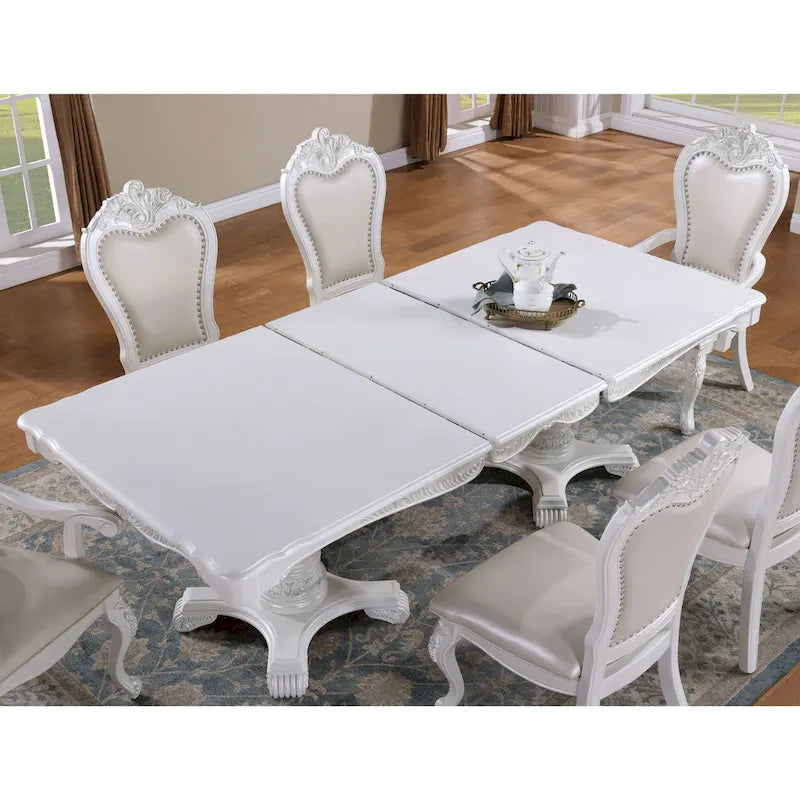Eugene Traditional Solid Wood 7-Piece Expandable Dining Table Set
