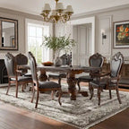 Eugene Traditional Solid Wood 7-Piece Expandable Dining Table Set