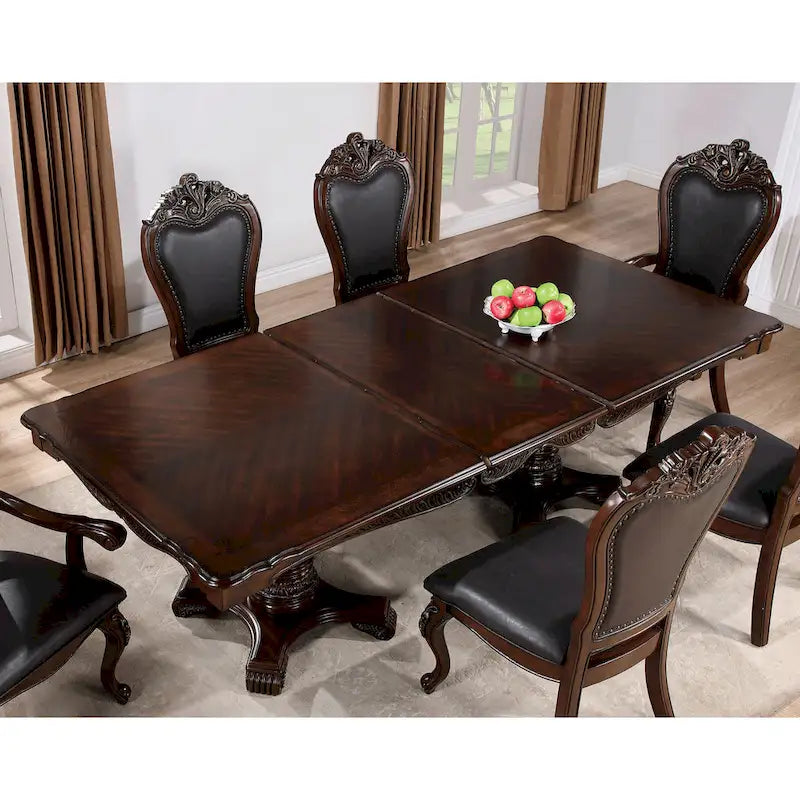 Eugene Traditional Solid Wood 7-Piece Expandable Dining Table Set