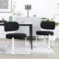 Upholstered Modern Boucle Dining Room Chairs with White Metal Legs