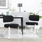 Upholstered Modern Boucle Dining Room Chairs with White Metal Legs