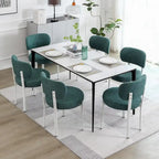 Upholstered Modern Boucle Dining Room Chairs with White Metal Legs