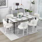 Upholstered Modern Boucle Dining Room Chairs with White Metal Legs